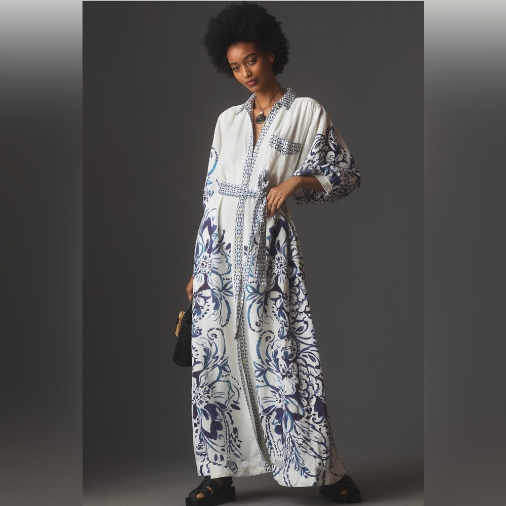Anthropologie The Irene Linen Shirt Dress by Maeve